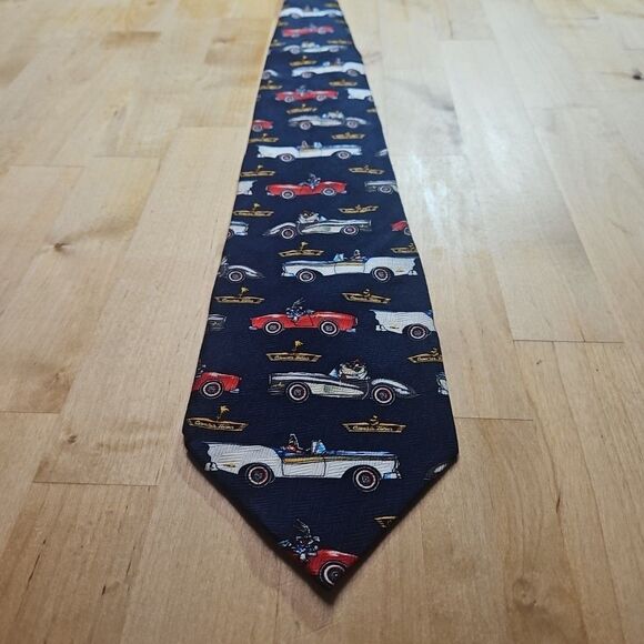 Looney Tunes 1999 Bugs Bunny Daffy Duck Taz Classic Cars Tie Warner Bros Studio - Picture 3 of 10